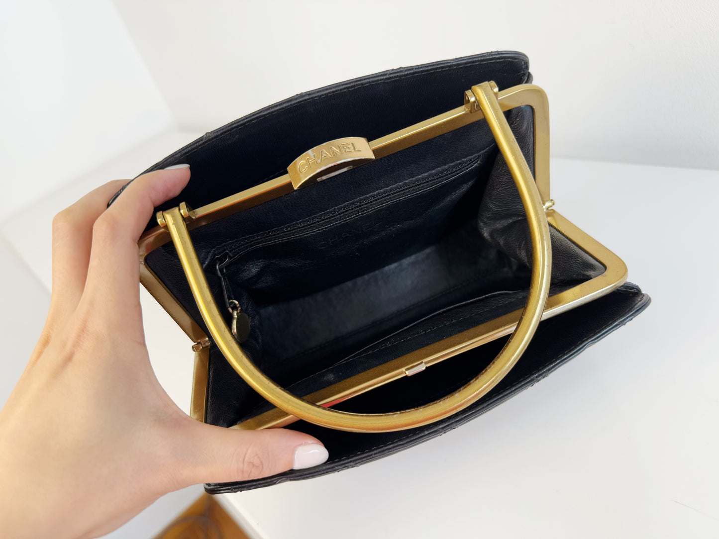 Chanel Vintage Matelasse Calfskin Kisslock Handbag