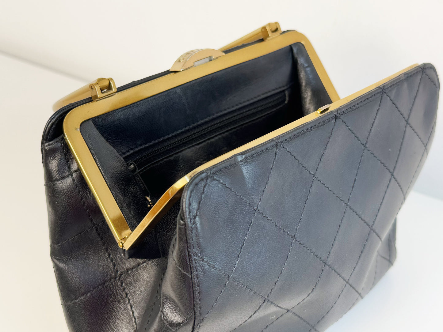 Chanel Vintage Matelasse Calfskin Kisslock Handbag