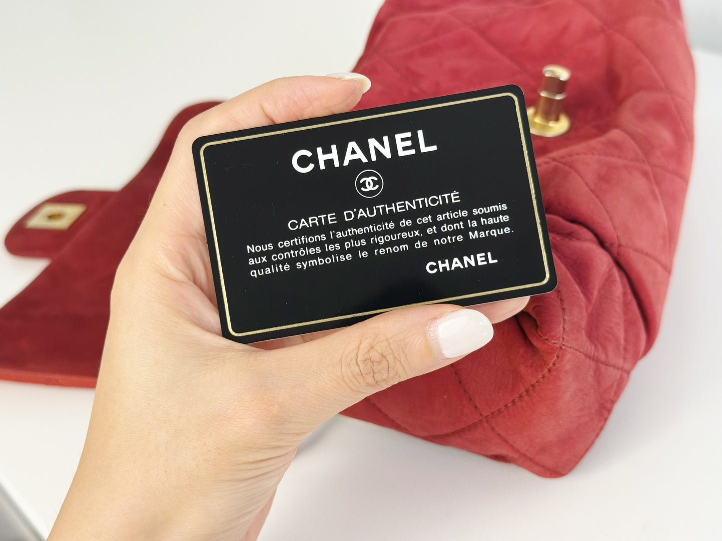Chanel Vintage Red Leather Chain Crossbody Bag
