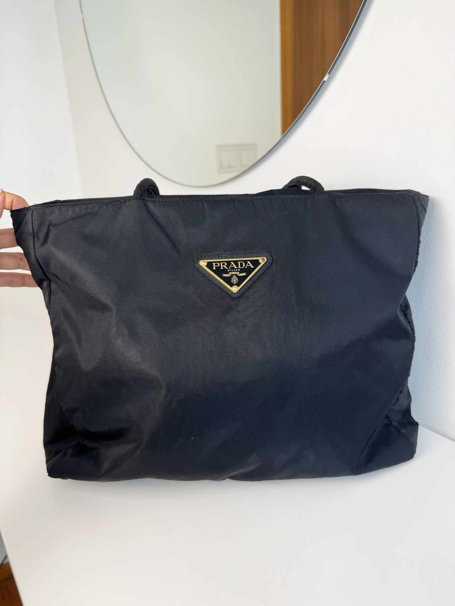 Prada Vintage Nylon Shoulder Tote Bag