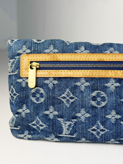 Louis Vuitton Vintage Denim Pochette Plat Clutch Handbag Crossbody Bag