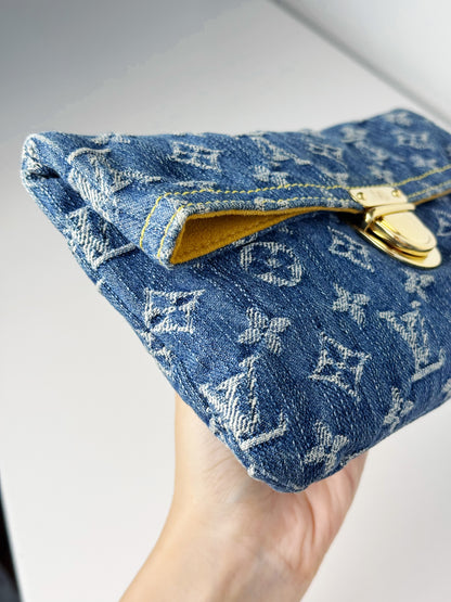 Louis Vuitton Vintage Denim Pochette Plat Clutch Handbag Crossbody Bag