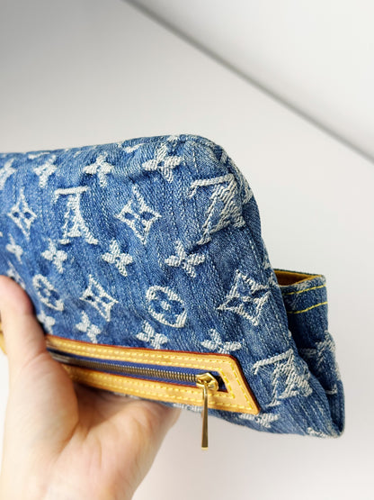 Louis Vuitton Vintage Denim Pochette Plat Clutch Handbag Crossbody Bag