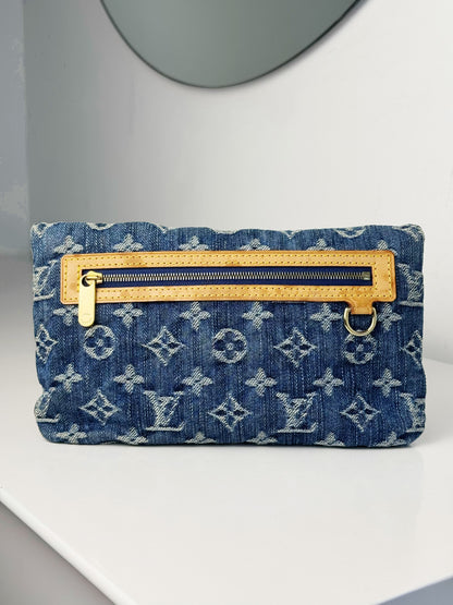 Louis Vuitton Vintage Denim Pochette Plat Clutch Handbag Crossbody Bag