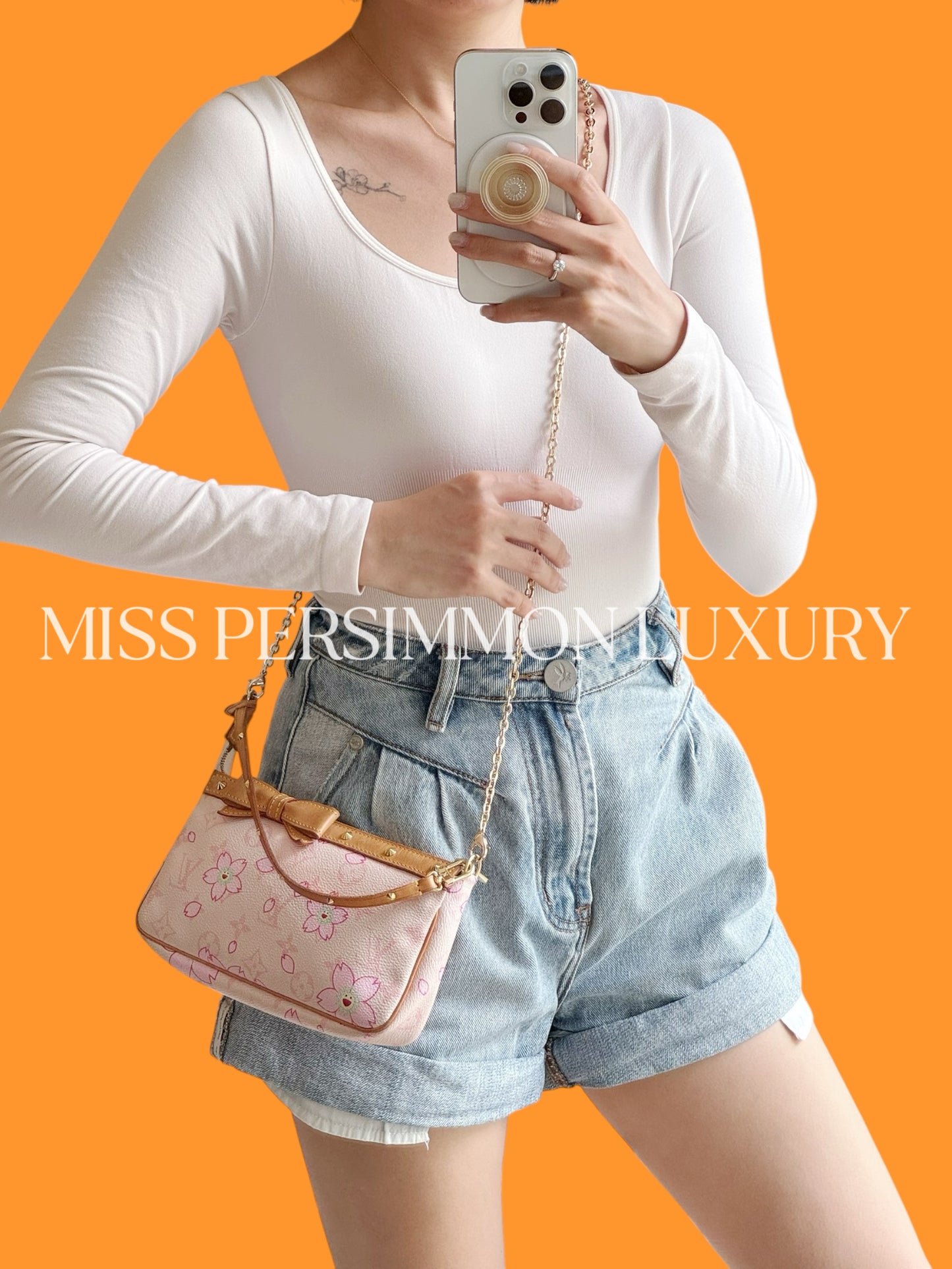 Louis Vuitton Murakami Takashi Limited Edition Cherry Blossom Pochette Accessoires Shoulder Crossbody Bag