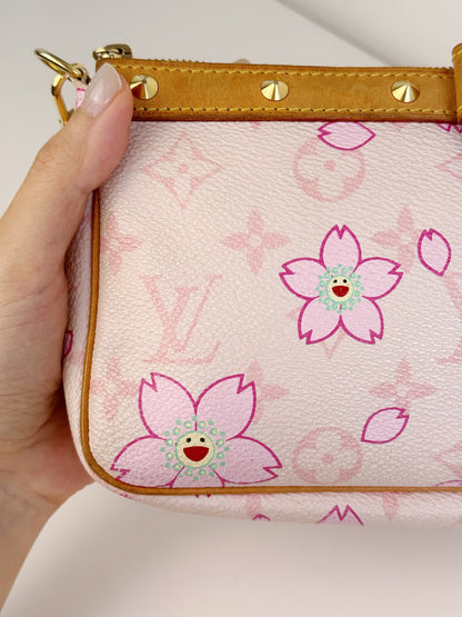 Louis Vuitton Murakami Takashi Limited Edition Cherry Blossom Pochette Accessoires Shoulder Crossbody Bag