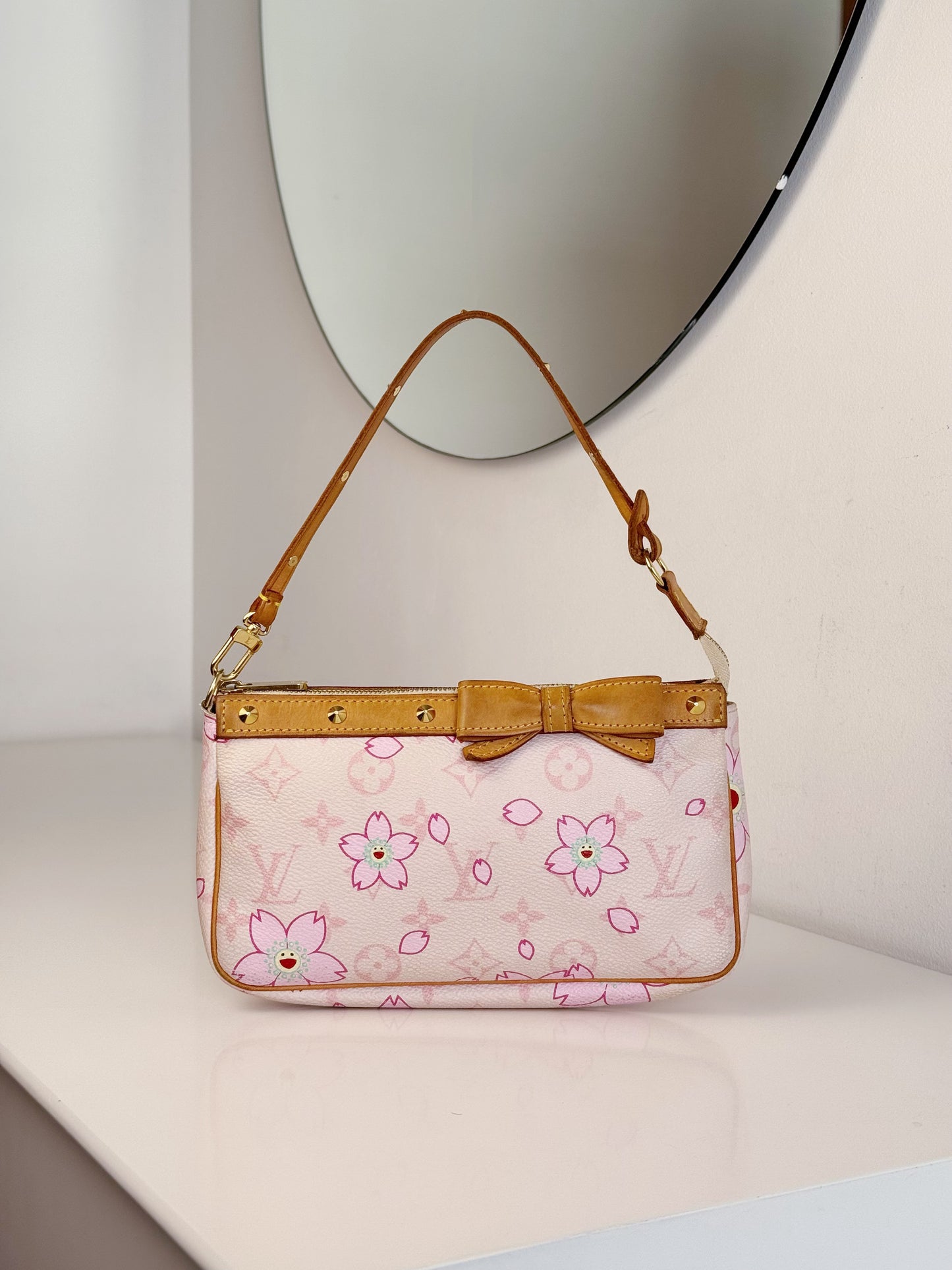 Louis Vuitton Murakami Takashi Limited Edition Cherry Blossom Pochette Accessoires Shoulder Crossbody Bag