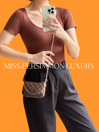 Louis Vuitton Vintage Mini Damier Pochette Accessoires Shoulder Crossbody Bag