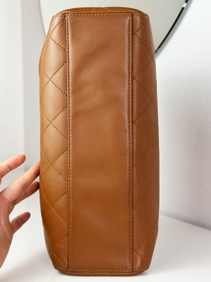 Chanel Vintage Matlasse Turnlock Cocomark Leather Tote Shoulder Bag