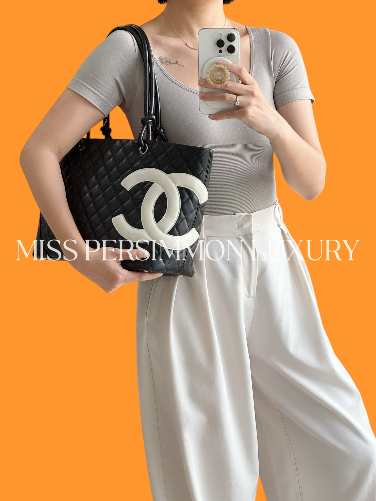 Chanel Vintage Cambon Tote Shoulder Bag