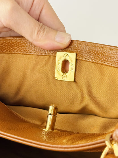 Chanel Vintage Turnlock Cocomark Caviar Chain Shoulder Bag