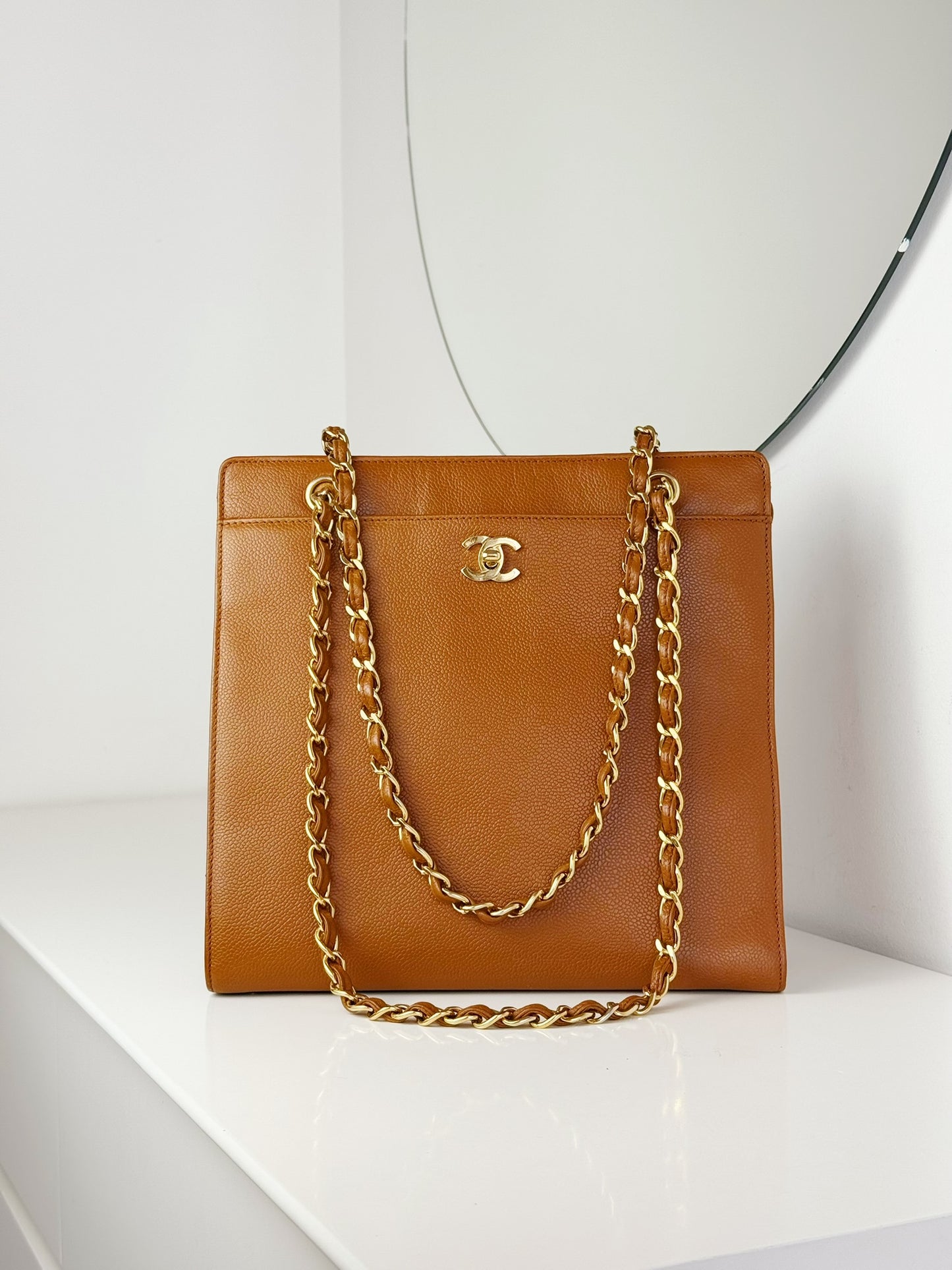 Chanel Vintage Turnlock Cocomark Caviar Chain Shoulder Bag