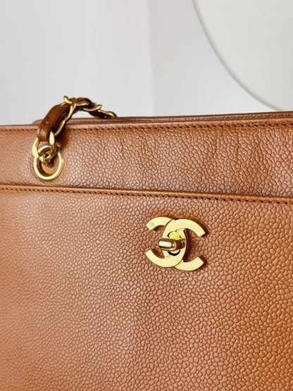 Chanel Vintage Turnlock Cocomark Caviar Chain Shoulder Bag