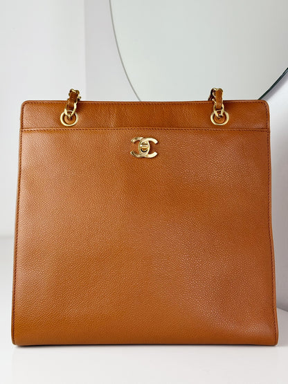 Chanel Vintage Turnlock Cocomark Caviar Chain Shoulder Bag