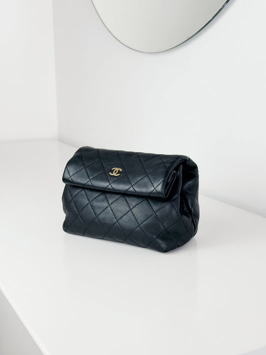Chanel Vintage Lamb Skin Mini Pouch Crossbody Bag
