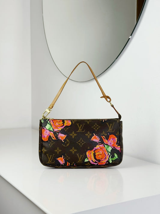 Louis Vuitton Vintage Limited Edition Rose Pochette Accessoires Shoulder Crossbody Bag