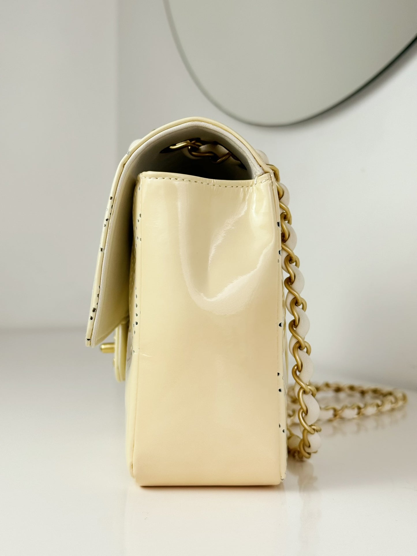 Chanel Vintage Perforated Camellia Classic Flap Shoulder Crossbody Bag