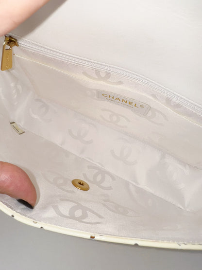Chanel Vintage Perforated Camellia Classic Flap Shoulder Crossbody Bag