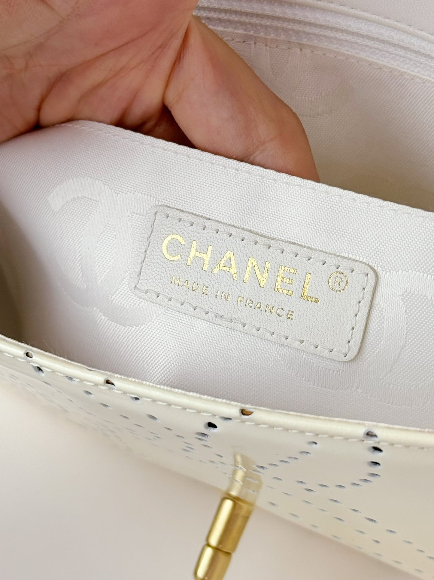 Chanel Vintage Perforated Camellia Classic Flap Shoulder Crossbody Bag