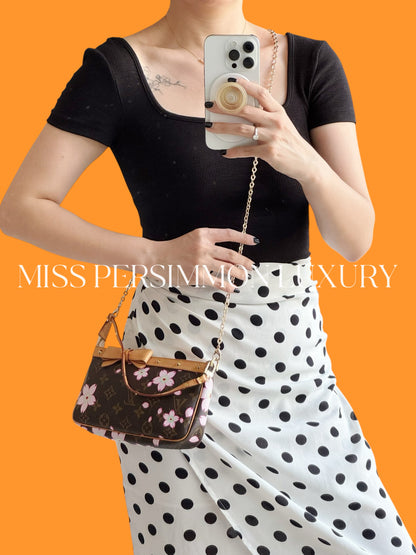 Louis Vuitton Takashi Murakami Sakura Cherry Blossom Pochette Accessoires Shoulder Crossbody Bag