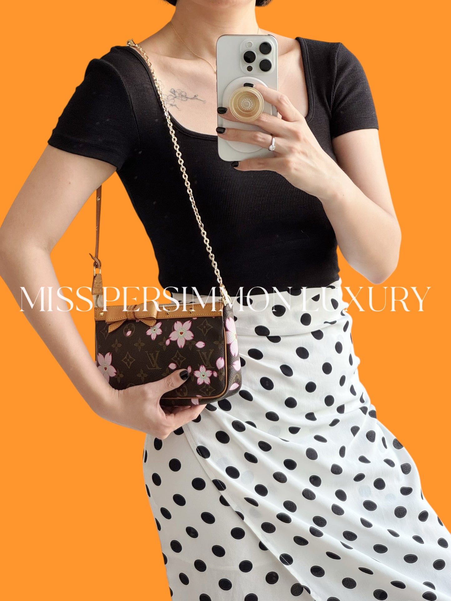 Louis Vuitton Takashi Murakami Sakura Cherry Blossom Pochette Accessoires Shoulder Crossbody Bag