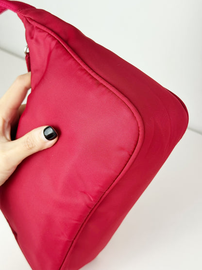 Prada Vintage Nylon Hobo Red Shoulder Bag