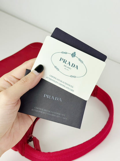 Prada Vintage Nylon Hobo Red Shoulder Bag