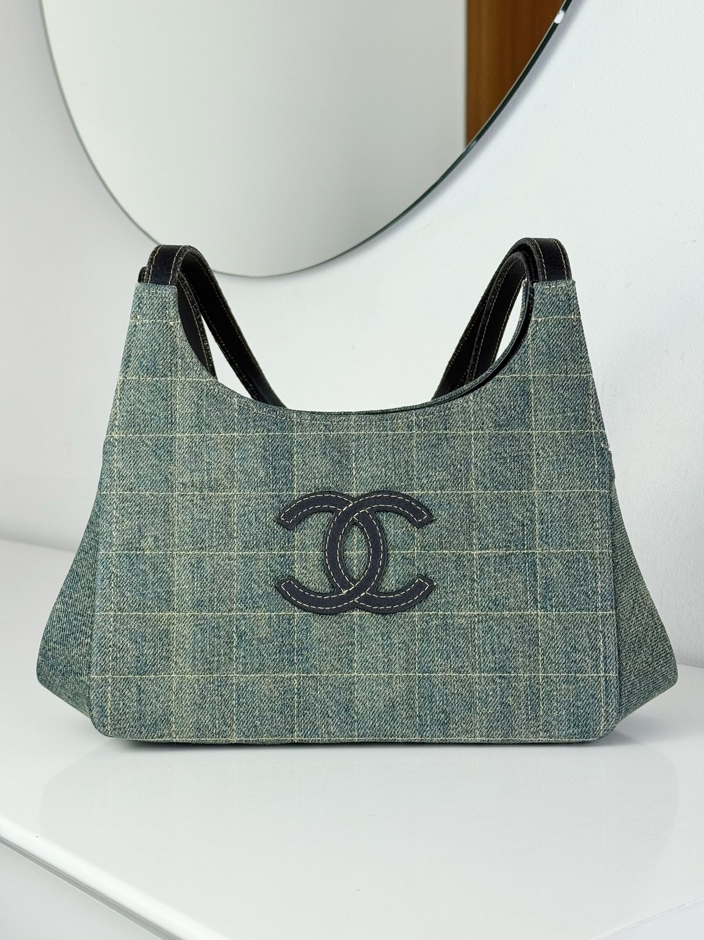 Chanel Vintage Denim Chocolate Bar Shoulder Bag