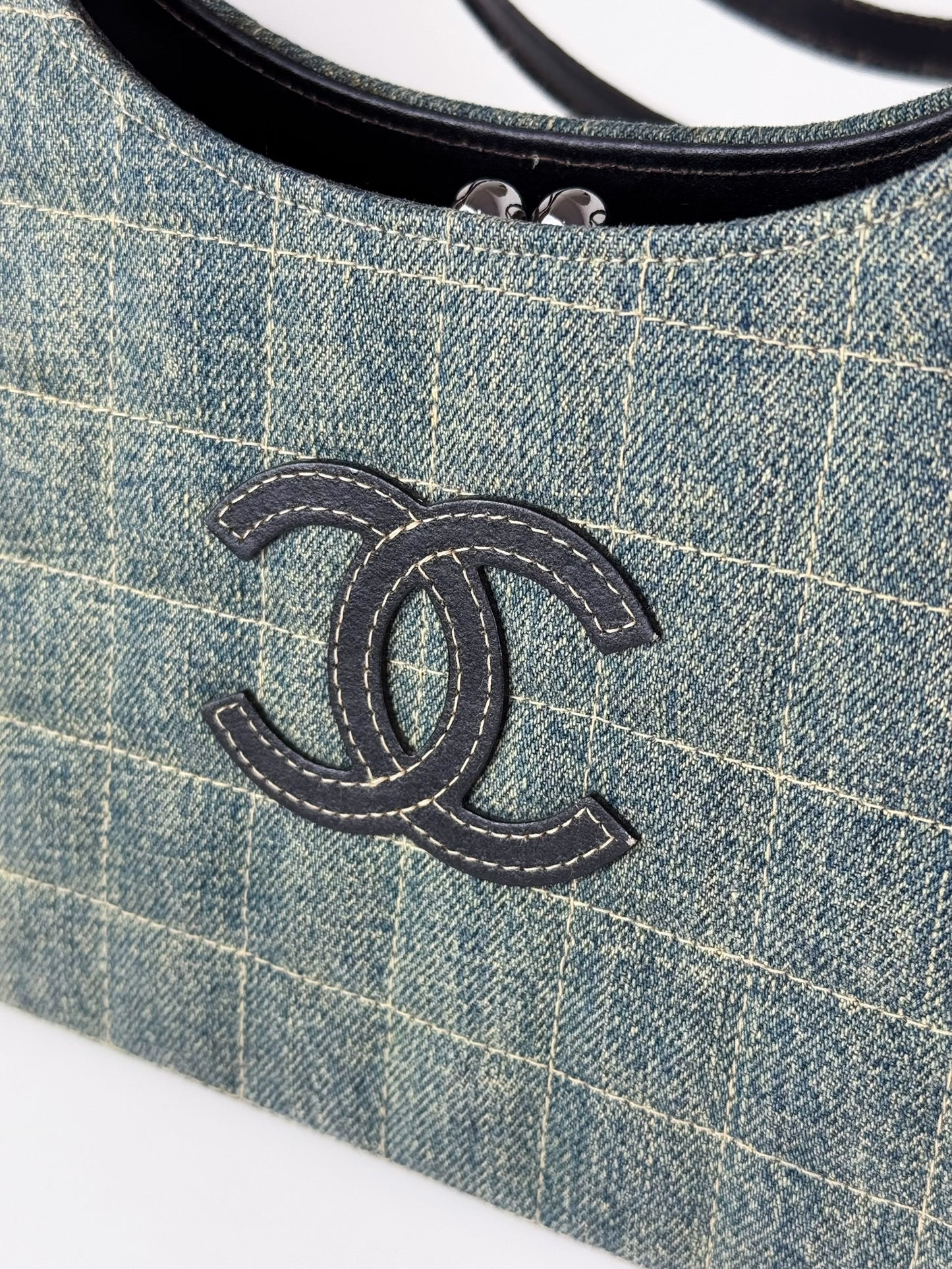 Chanel Vintage Denim Chocolate Bar Shoulder Bag
