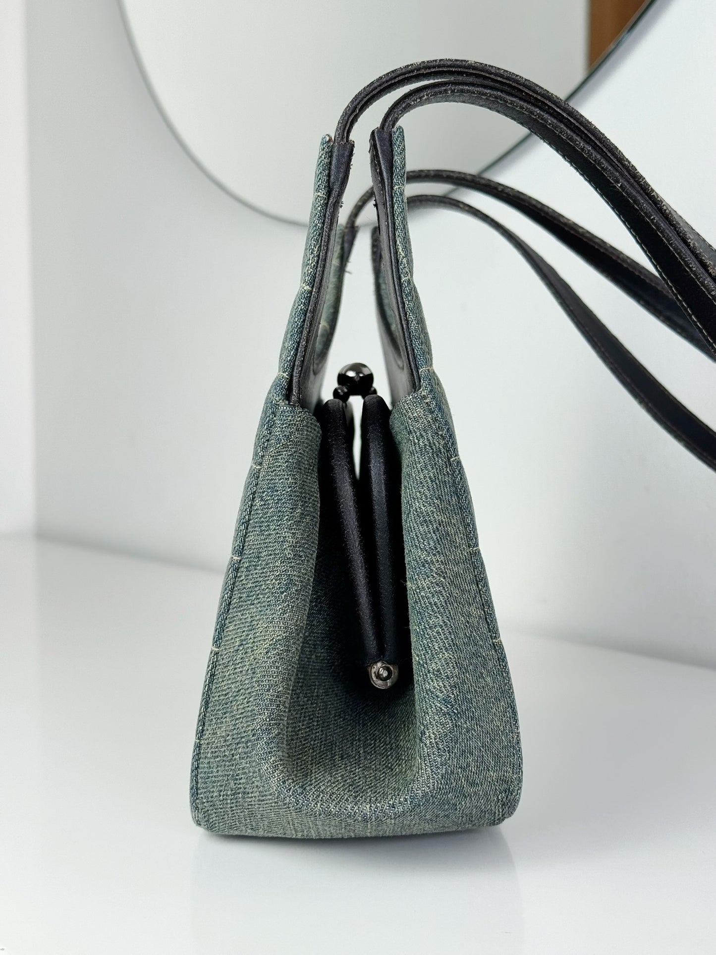 Chanel Vintage Denim Chocolate Bar Shoulder Bag