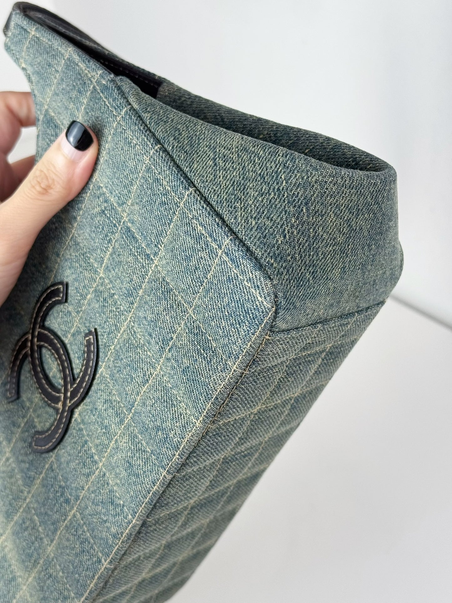 Chanel Vintage Denim Chocolate Bar Shoulder Bag
