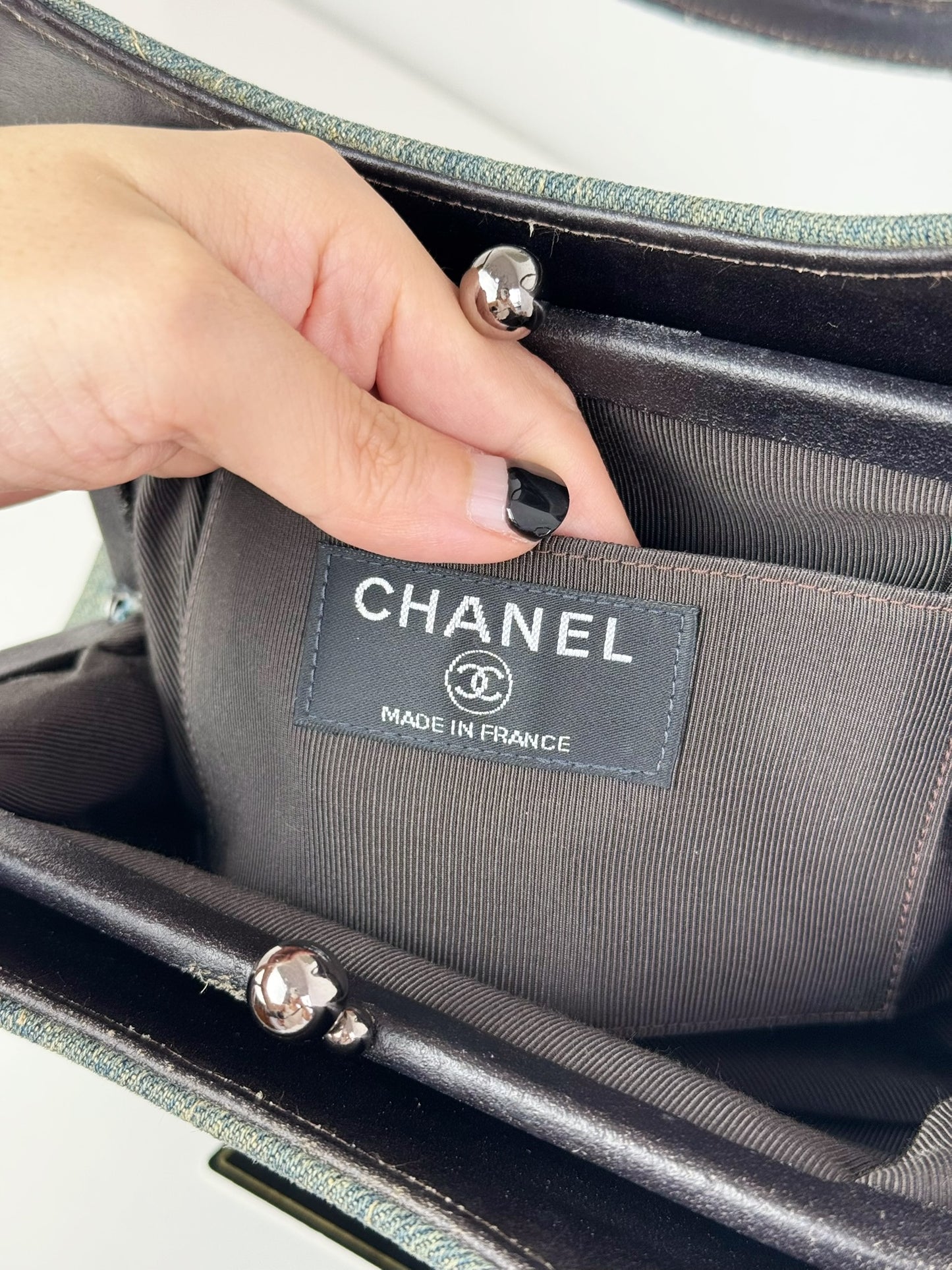 Chanel Vintage Denim Chocolate Bar Shoulder Bag