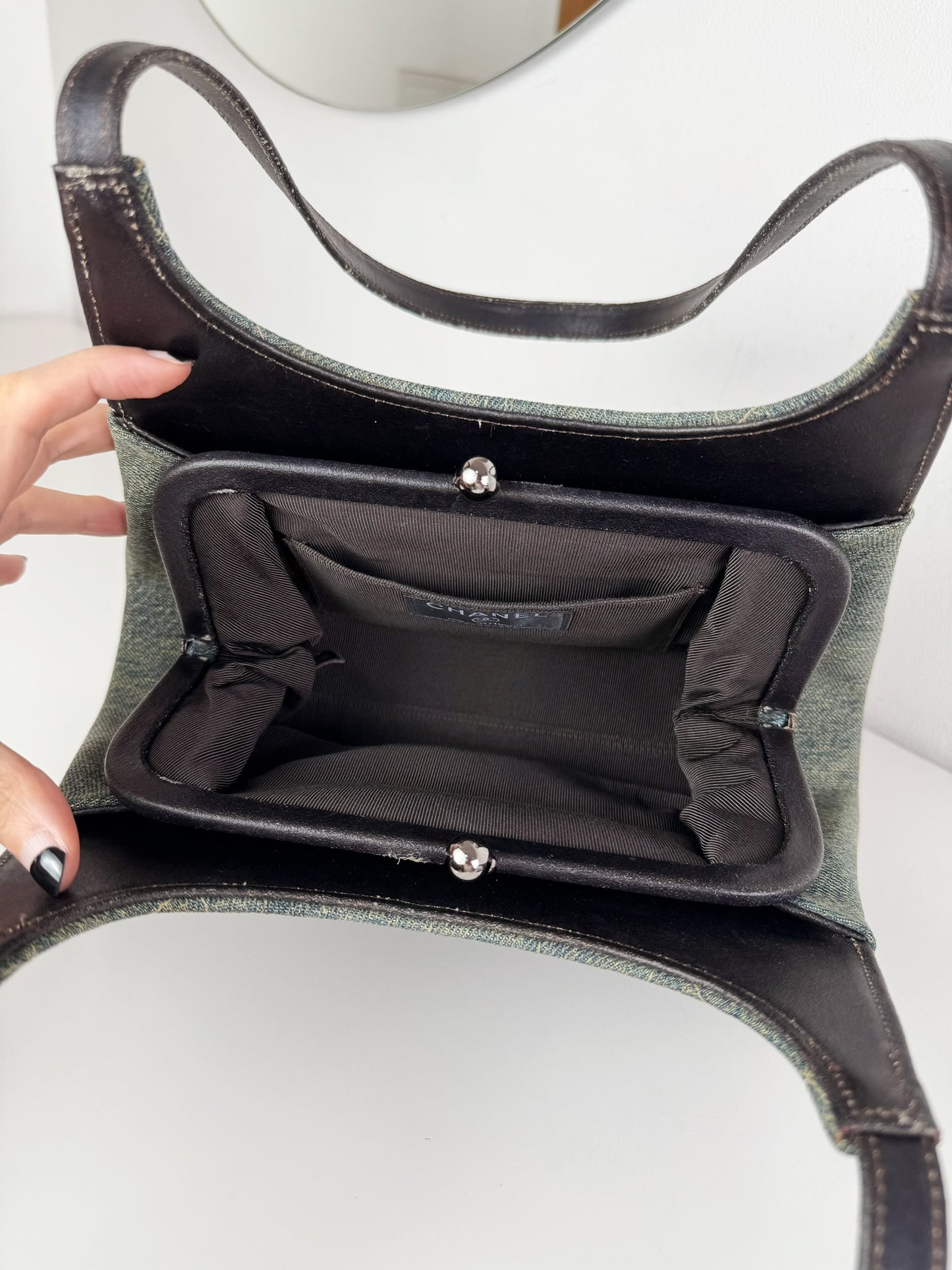Chanel Vintage Denim Chocolate Bar Shoulder Bag