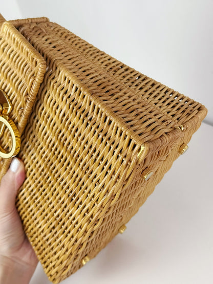 Salvatore Ferragamo Vintage Gancini Rattan Handbag Crossbody Bag