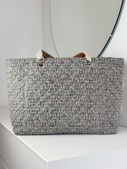 Chanel Vintage Cambon Tweed Tote Shoulder Bag