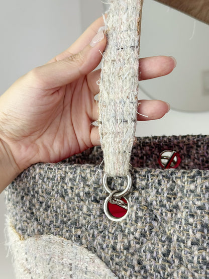 Chanel Vintage Cambon Tweed Tote Shoulder Bag