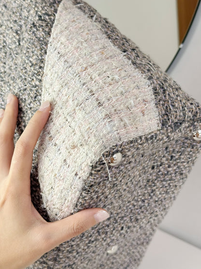 Chanel Vintage Cambon Tweed Tote Shoulder Bag