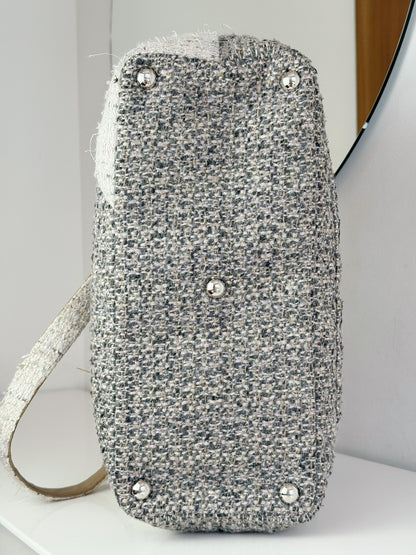 Chanel Vintage Cambon Tweed Tote Shoulder Bag