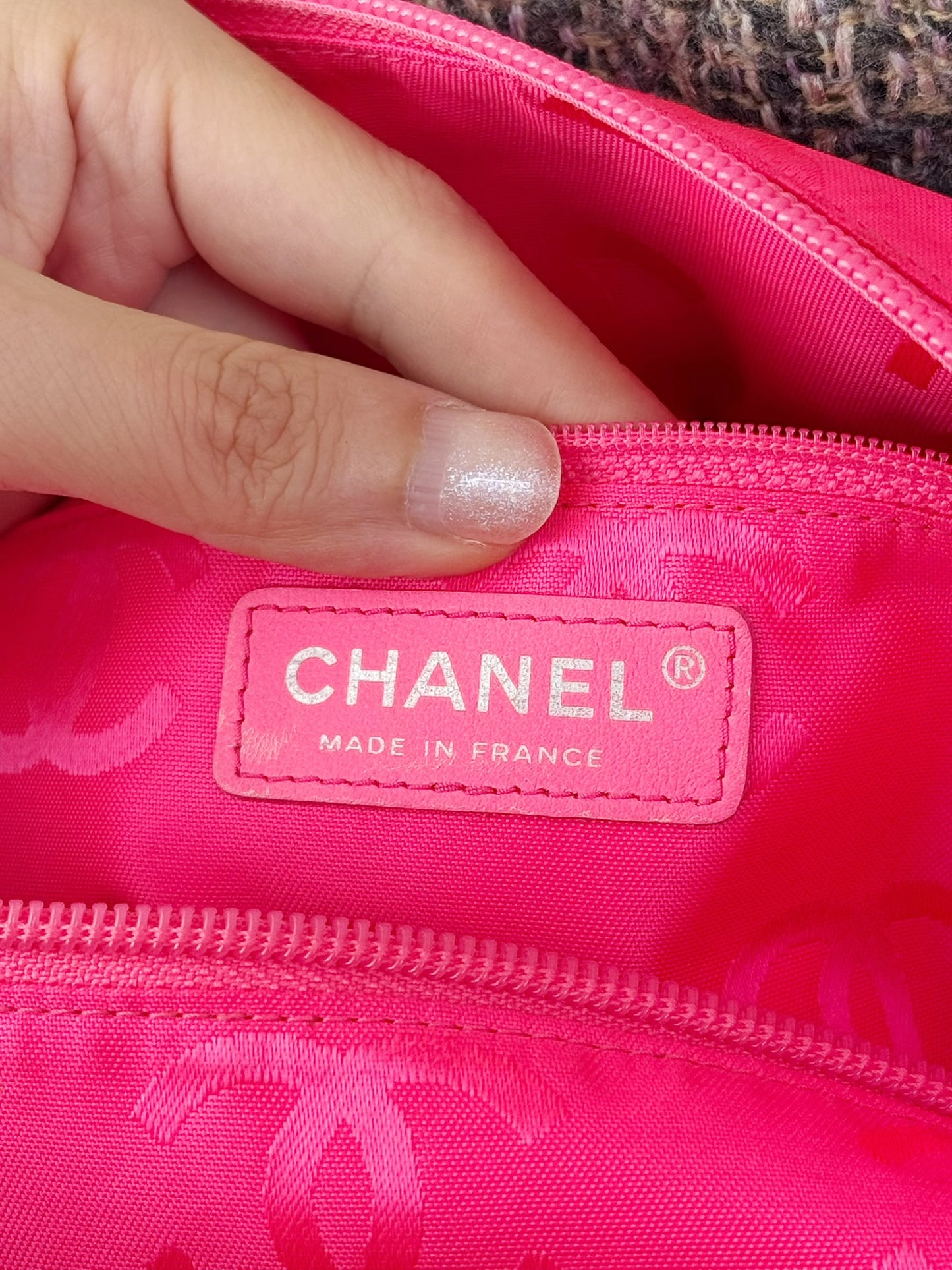 Chanel Vintage Cambon Tweed Tote Shoulder Bag