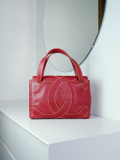 Chanel Vintage CC Wild Stitch Red Handbag Shoulder Bag