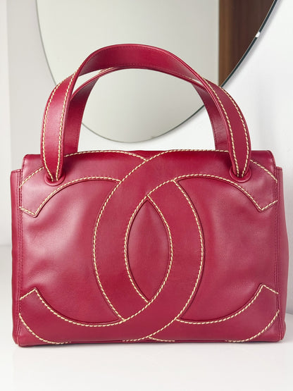 Chanel Vintage CC Wild Stitch Red Handbag Shoulder Bag