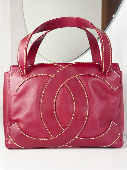 Chanel Vintage CC Wild Stitch Red Handbag Shoulder Bag