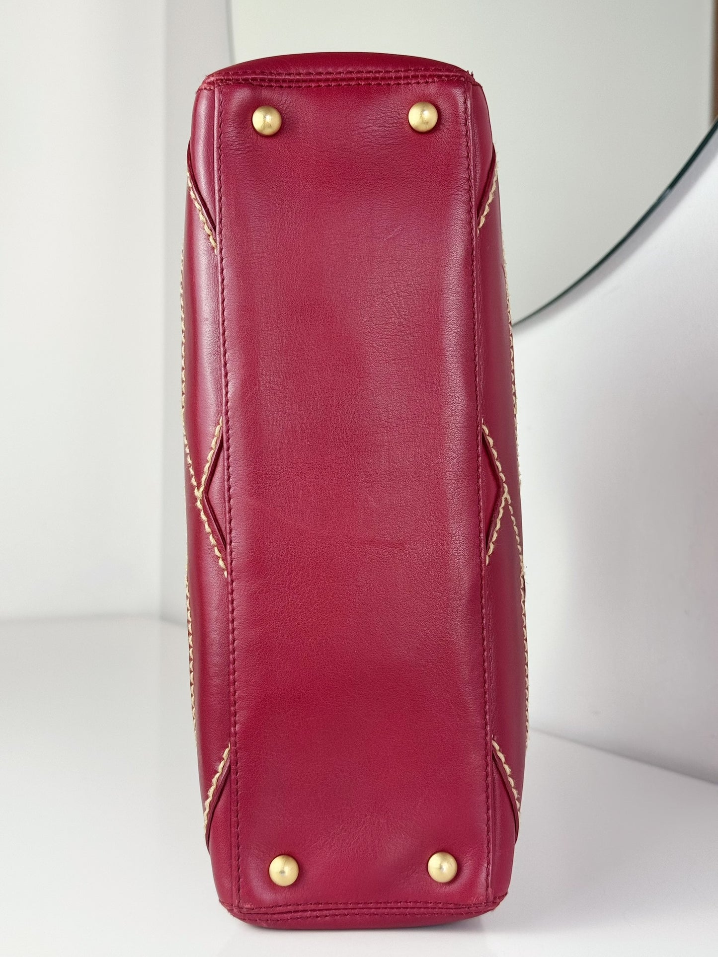 Chanel Vintage CC Wild Stitch Red Handbag Shoulder Bag