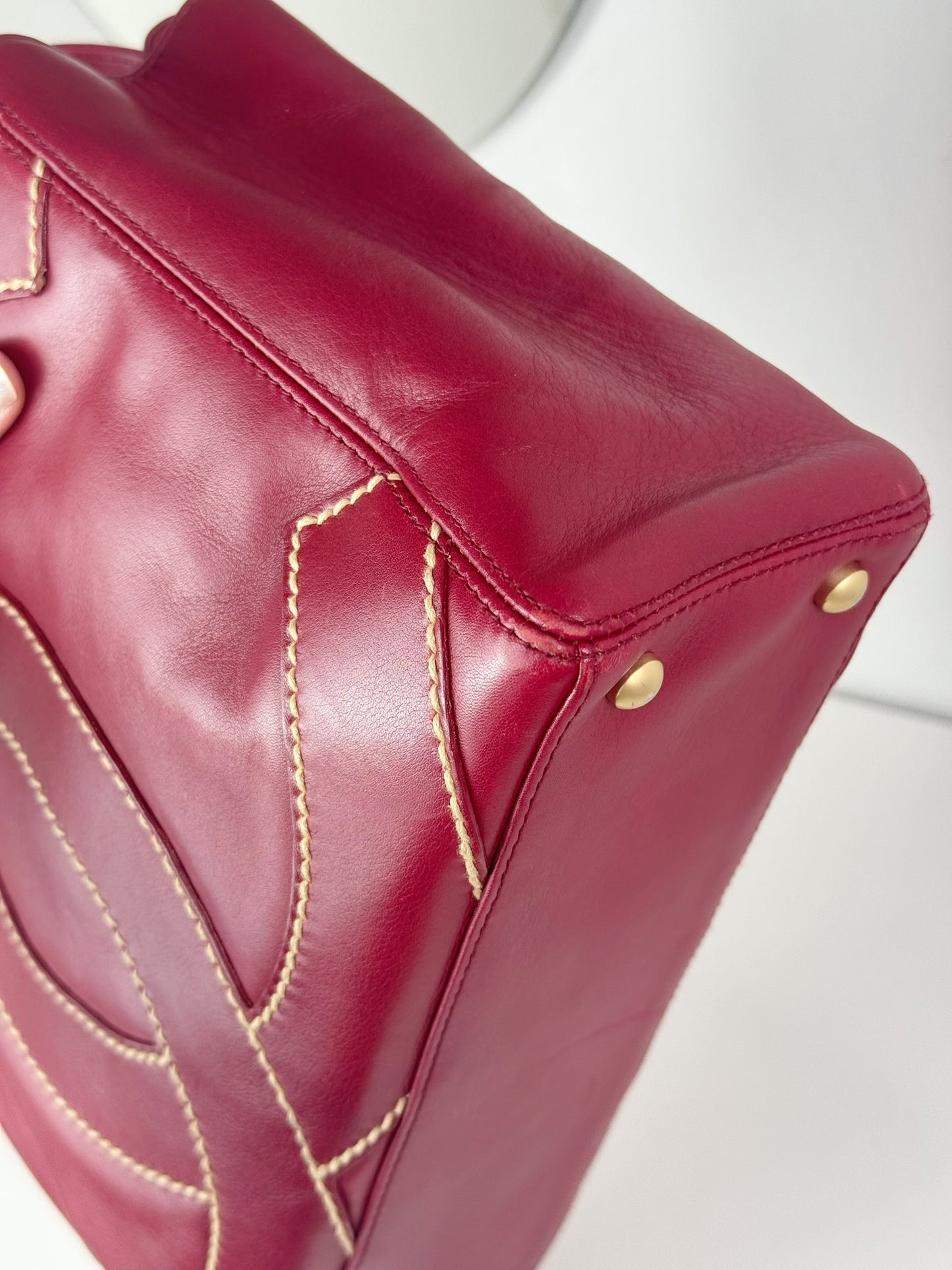 Chanel Vintage CC Wild Stitch Red Handbag Shoulder Bag