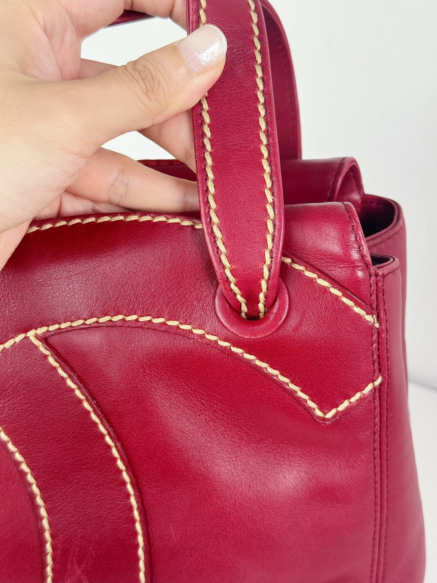 Chanel Vintage CC Wild Stitch Red Handbag Shoulder Bag