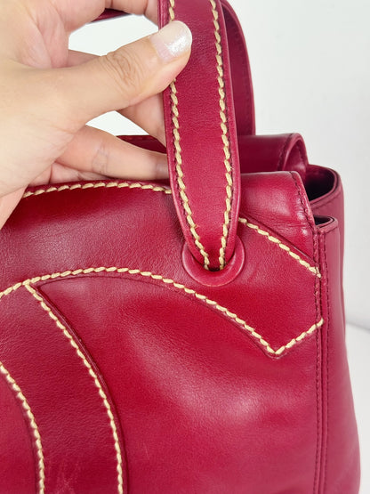 Chanel Vintage CC Wild Stitch Red Handbag Shoulder Bag