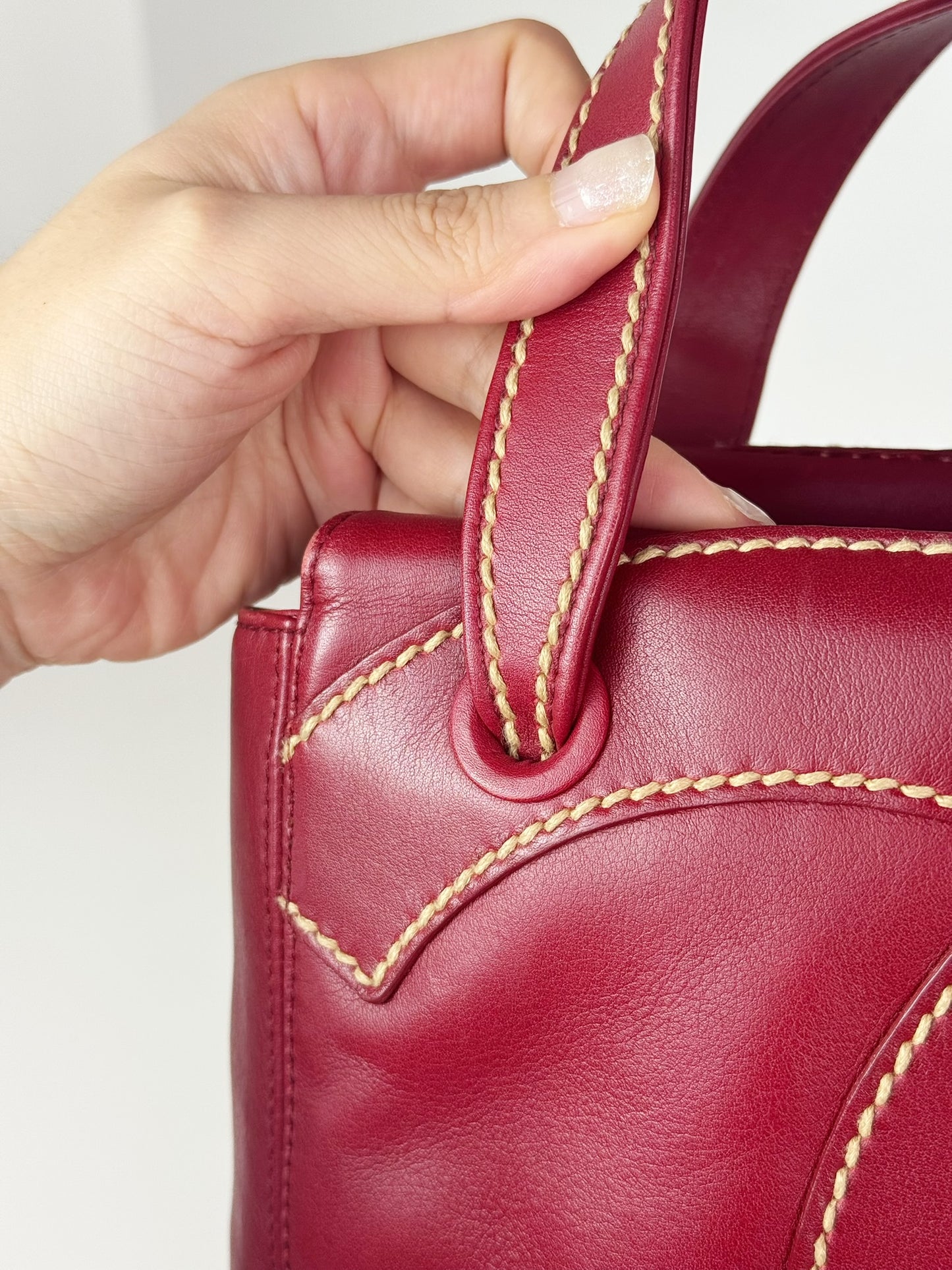 Chanel Vintage CC Wild Stitch Red Handbag Shoulder Bag