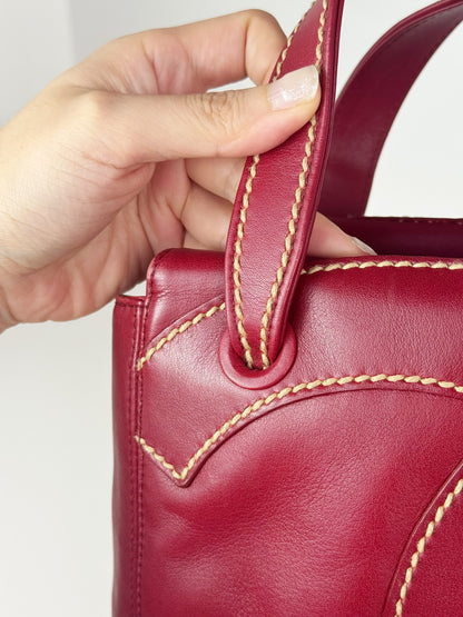 Chanel Vintage CC Wild Stitch Red Handbag Shoulder Bag