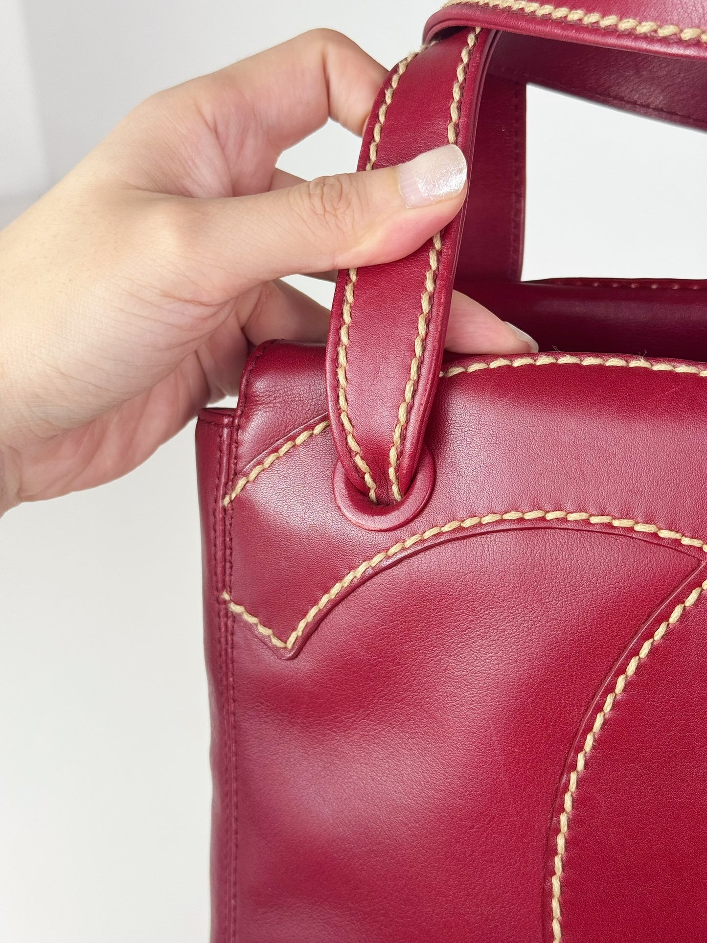 Chanel Vintage CC Wild Stitch Red Handbag Shoulder Bag