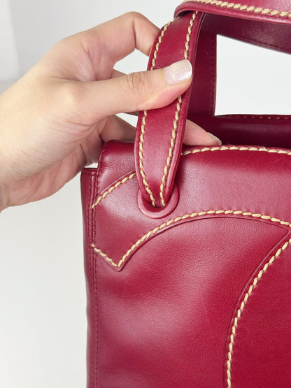 Chanel Vintage CC Wild Stitch Red Handbag Shoulder Bag